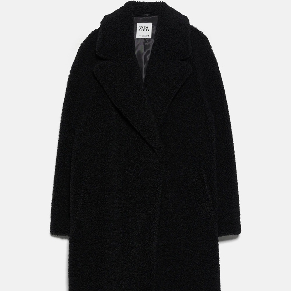 Zara Black faux Shearling teddy coat